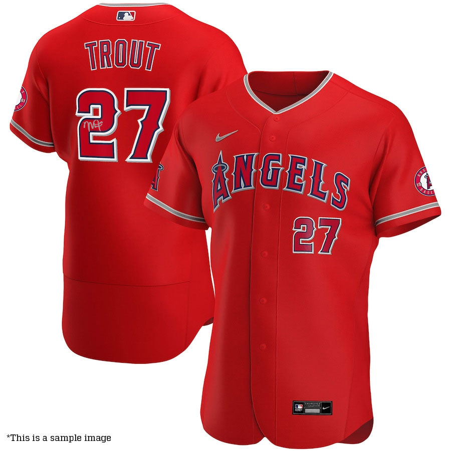 Mike Trout Autographed Red Angels Authentic Jersey