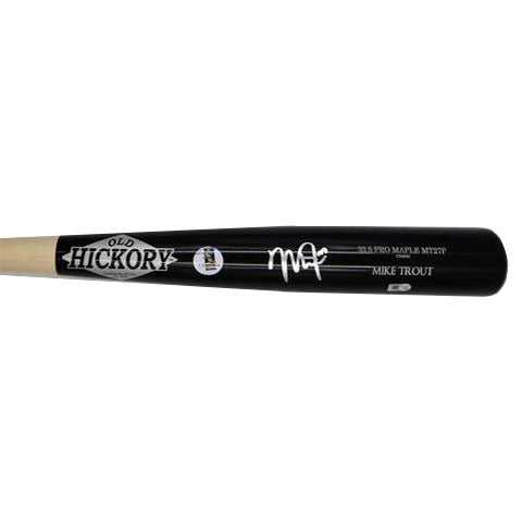 Black Old Hickory Bat signed by Mike Trout