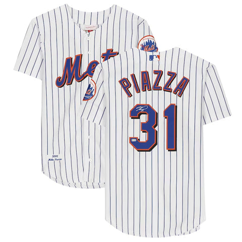 Mike Piazza Autographed Mets Mitchell & Ness Pinstripe Authentic Jersey