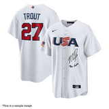 Mike Trout Autographed "Team Captain" White Replica Team USA Jersey