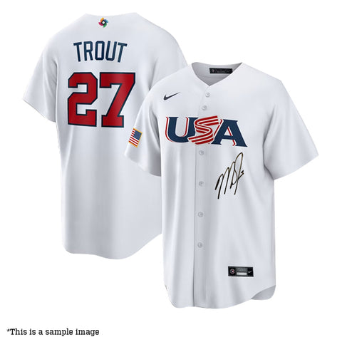 Mike Trout Autographed Full Name Authentic White Los Angeles Angels Jersey