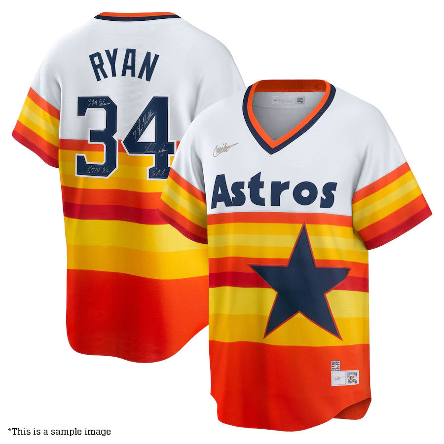 Nolan Ryan Autographed STATS Inscriptions Houston Astros