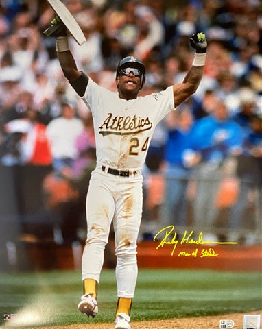 Rickey Henderson Autographed "Man of Steal" 16x20
