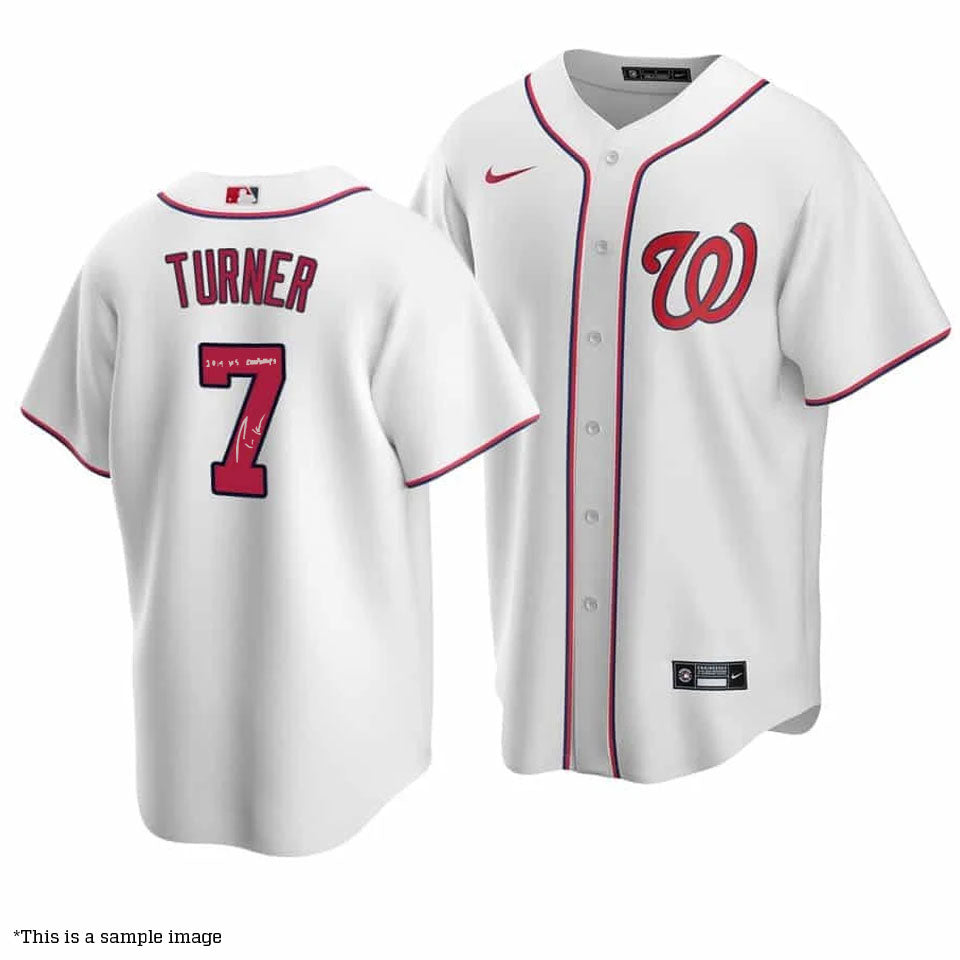 Trea Turner Autographed 19 WS Champs White Nationals Authentic Jersey