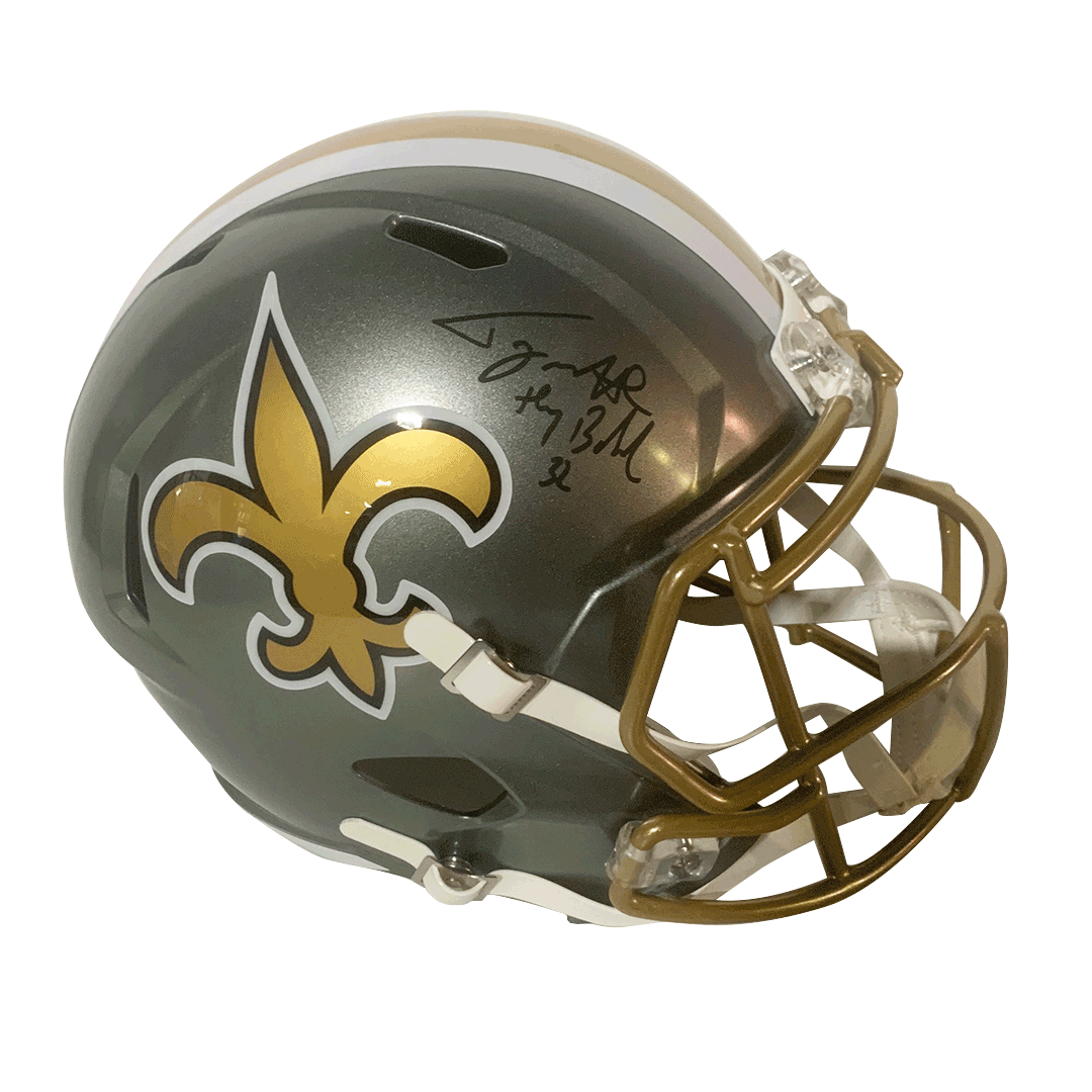 badger football helmet Tyrann Mathieu Autographed "Honey Badger" Saints Gray Flash Full Size – Legends Memorabilia Collection