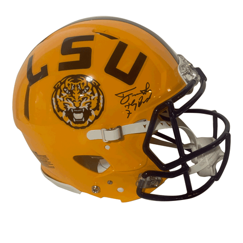 Tyrann Mathieu Autographed "Honey Badger" LSU Replica Full Size Helmet