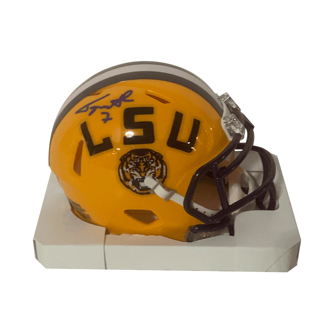 Tyrann Mathieu Autographed LSU Gold Mini Helmet – Legends Memorabilia Collection